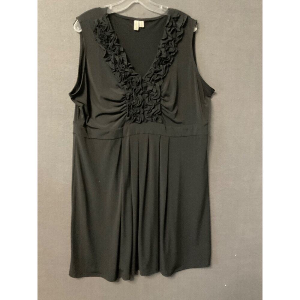 Madison Black Ruffle Detail Dress 3X Plus Women's Sleeveless Elegant Style